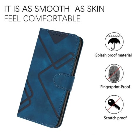 Противоударный чехол Line Pattern Skin Feel Leather для Realme C53/C51 - синий
