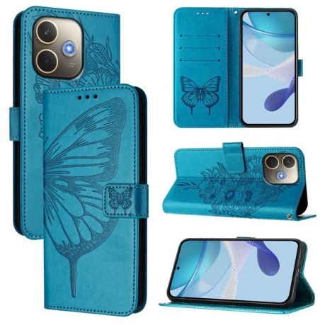 Чехол-книжка Embossed Butterfly для OPPO A5 Pro 5G Global - синий