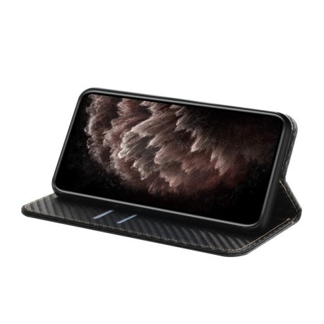 Чохол-книжка Carbon Fiber Texture Magnetic Flip для iPhone 16 Pro Max - чорний