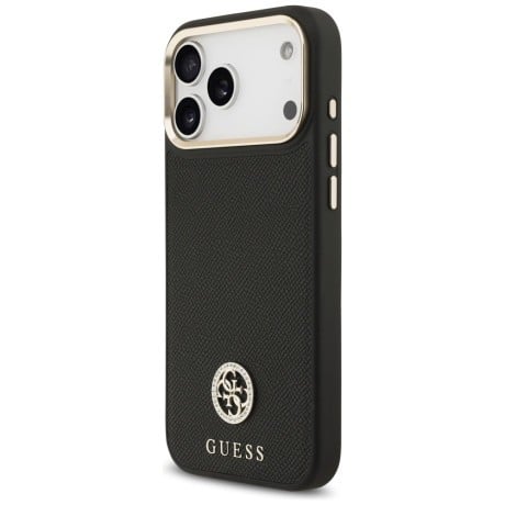 Оригинальный чехол Guess Grained Strass Logo с MagSafe на iPhone 17 Pro Max - black