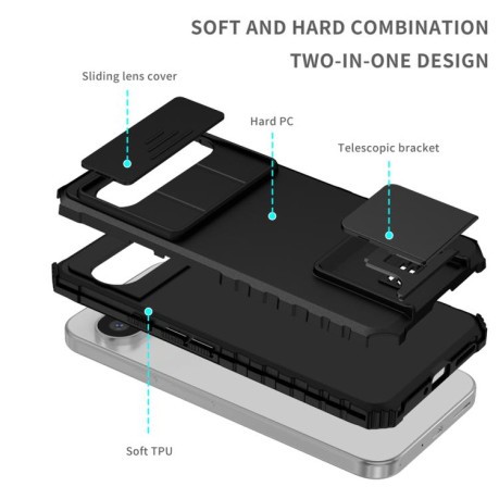 Протиударний чохол Stereoscopic Holder Sliding для Google Pixel 9 Pro XL - чорний