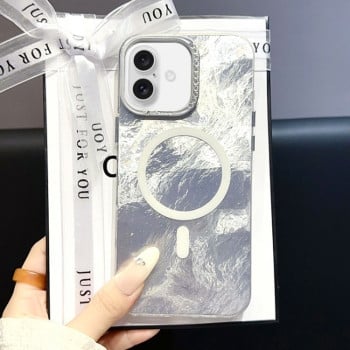 Чохол Tinfoil Texture MagSafe PC для iPhone 16 - сріблястий