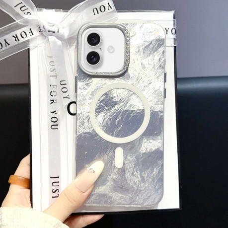 Чехол Tinfoil Texture MagSafe PC для iPhone 16 - серебристый