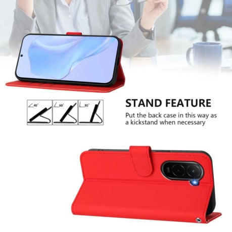 Чехол-книжка с мягким покрытием (Skin Feel) со шнурком на Xiaomi Poco M7 4G 169mm - красный