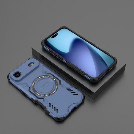 Противоударный чехол Butterfly Armor MagSafe Magnetic Ring для iPhone Air - синий