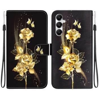 Чехол-книжка Colored Drawing Series на Samsung Galaxy A05s - Gold Butterfly Rose