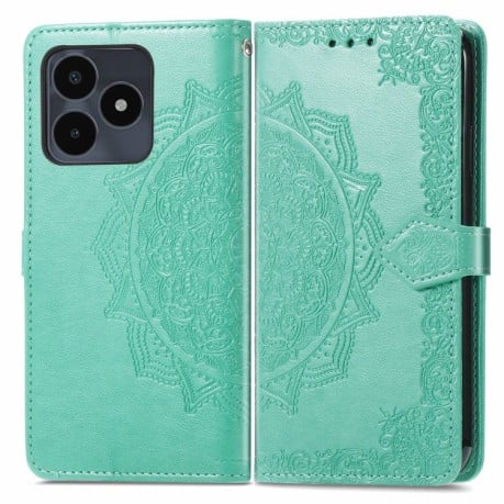 Чохол-книжка Mandala Embossing Pattern на Realme Note 50 - зелений