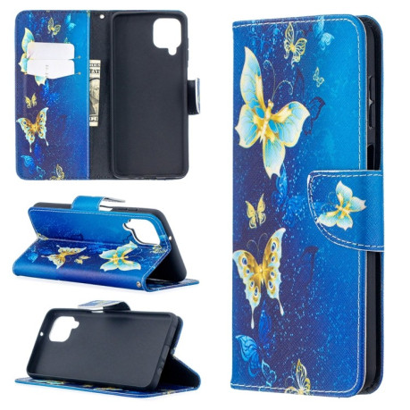 Чехол-книжка Colored Drawing для Samsung Galaxy A12/M12 - Blue Butterfly