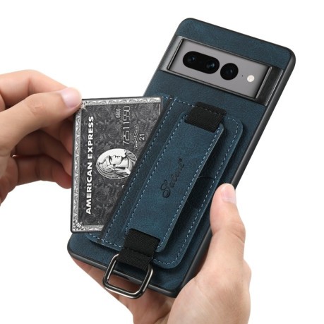 Протиударний чохол Suteni H13 Card Wallet для Google Pixel 8a - синій