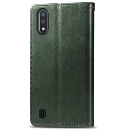Чехол-книжка Retro Solid Color на Samsung Galaxy A01-зеленый