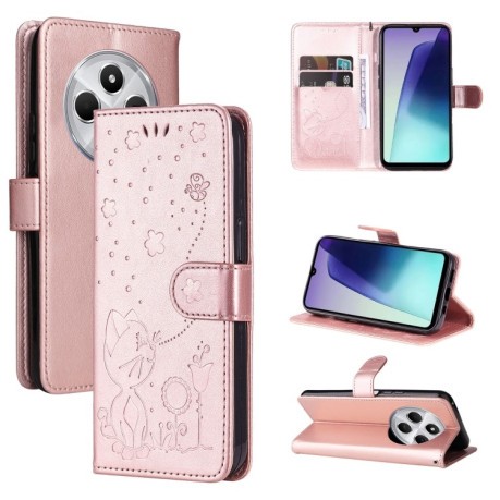 Чехол-книжка Cat and Dog для Xiaomi Redmi 14C 4G/Poco C75/Redmi A4 5G - розовое золото