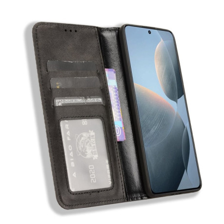Чохол-книжка Magnetic Buckle Retro Crazy Horse Texture на Xiaomi Poco X6 Pro - чорний