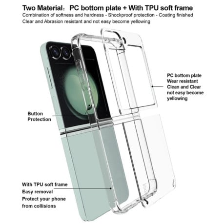 Противоударный чехол IMAK Space Shield PC + TPU Airbag Shockproof  на Samsung Galaxy  Flip 6 5G - прозрачный