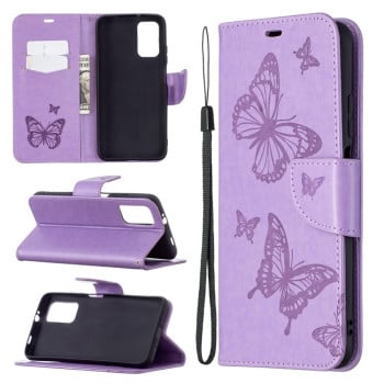 Чехол-книжка Butterflies Pattern на Xiaomi Redmi 9T - фиолетовый