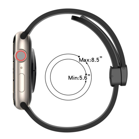 Силиконовый ремешок Magnetic Black Buckle Smooth для Apple Watch Series 8/7 41mm / 40mm / 38mm - черный