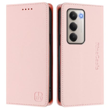Чехол-книжка RC01 Dual-Folded Magnetic Suction RFID на Xiaomi Redmi 15 5G / 4G EU 171mm - розовый