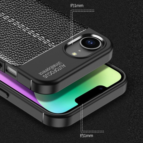 Чохол протиударний Litchi Texture на iPhone 16e - синій