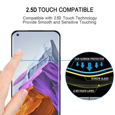 Защитное стекло 9H HD 3D Curved Edge Glue для Xiaomi Mi 11 Pro - черное