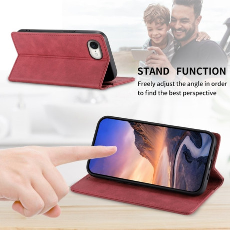 Чехол-книжка Business Solid Color Magnetic RFID Leather на iPhone 16e - красный