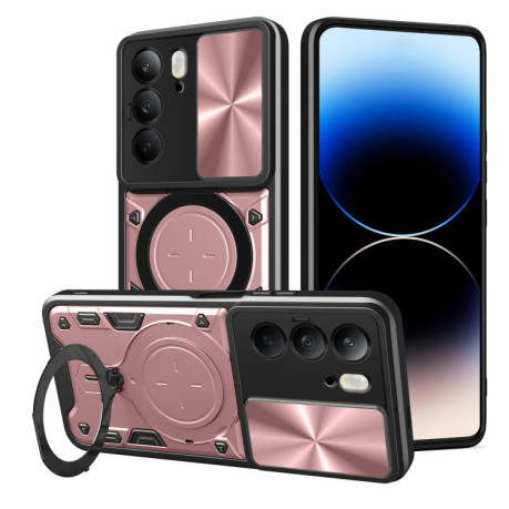 Противоударный чехол CD Texture Sliding Camshield Magnetic Holder на Realme C75 4G / 14x 5G Global - розовый