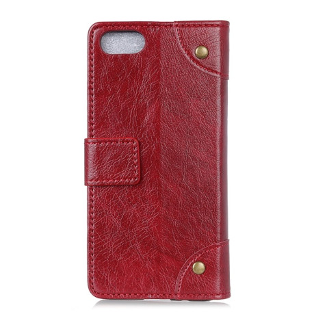 Чехол-книжка Copper Buckle Nappa Texture на iPhone SE 3/2 2022/2020/7/8 - винно-красный
