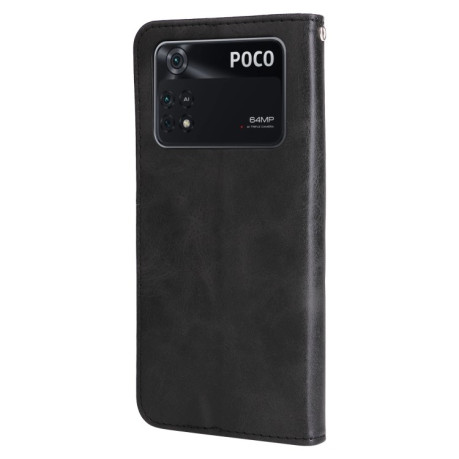 Чехол-книжка Fashion Calf Texture для Xiaomi Poco M4 Pro 4G - черный