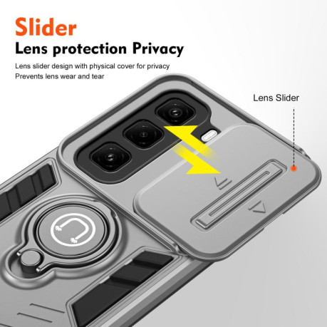 Протиударний чохол Sliding Camshield Ring Holder для Infinix Hot 50 Pro+ 4G - сірий