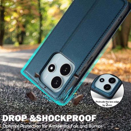 Чехол-книжка LCIMEEKE LC-001 Series для Xiaomi Redmi Note 14 4G 164.84mm - синій