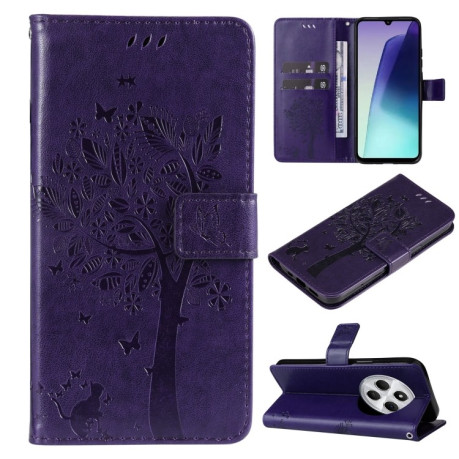 Чохол-книжка Happy Cat Pattern для Xiaomi Redmi 14C 4G/Poco C75/Redmi A4 5G - фіолетовий
