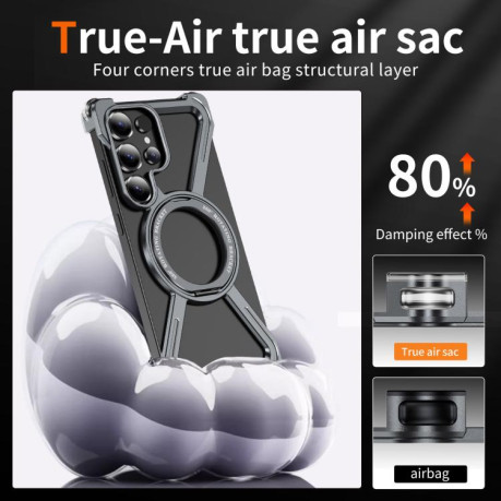 Протиударний чохол Titanium Alloy MagSafe Magnetic Airbag Shockproof для Samsung Galaxy S25 Ultra 5G - сірий