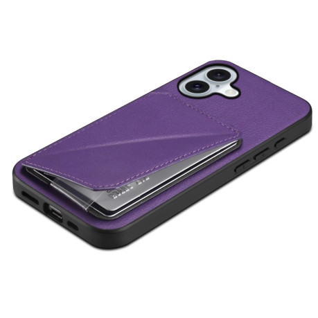 Чохол D04 Calf Texture Dual Card Slot Holder для iPhone 16 - фіолетовий