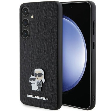 Оригінальний чохол Karl Lagerfeld Saffiano Karl &amp; Choupette Metal Pin для Samsung Galaxy S24+Plus - Black/black(KLHCS24MPSAKCMPG)