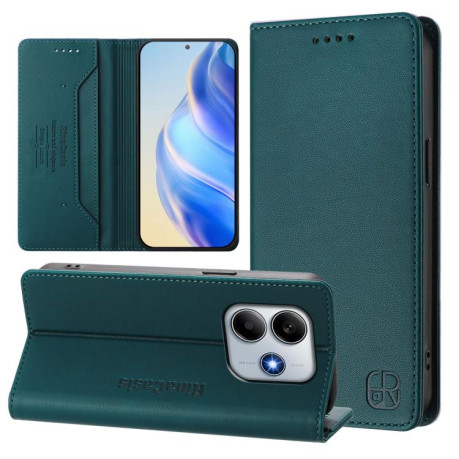 Чохол-книжка RC01 Dual-Folded Magnetic Suction RFID Leather на Xiaomi Poco M7 Pro 5G - зелений