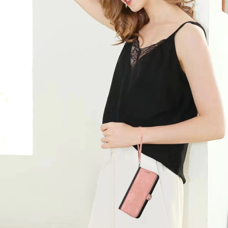 Чохол-книжка Buckle Double Fold Hand Strap Leather на OnePlus 12 - рожевий