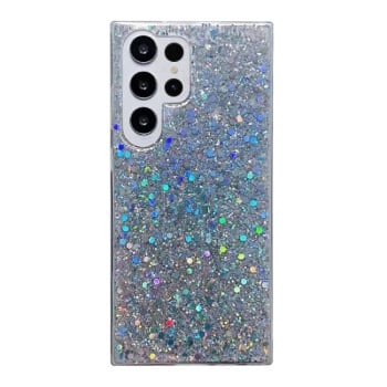 Противоударный чехол Glitter Sequins Epoxy для Samsung Galaxy S24 Ultra 5G - серебристый