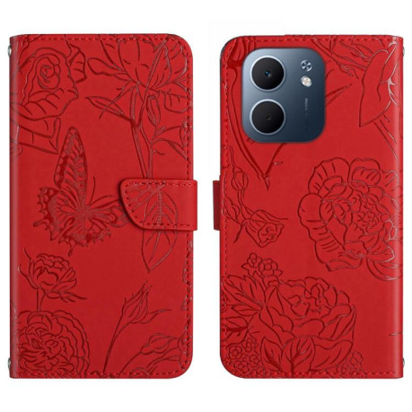 Чохол-книжка з м'якою фактурою та тисненням Butterfly на OPPO A5x 4G Global / 5G Global - червоний