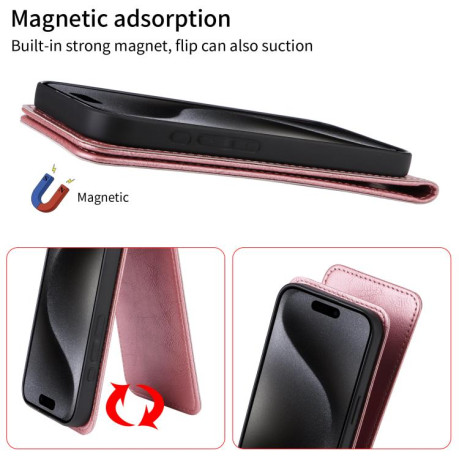 Флип-чехол Magnetic Vertical Flip Leather для Xiaomi Redmi Note 14 Pro 4G - розовое золото