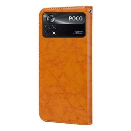 Чохол-книжка Oil Wax Texture для Xiaomi Poco X4 Pro 5G - жовтий