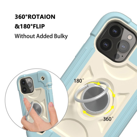 Противоударный чехол Silicone with Dual-Ring Holder для iPhone 14/13 - голубой