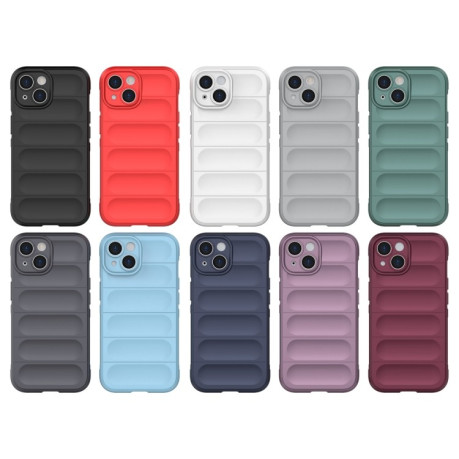 Силиконовый чехол Magic Flannel для iPhone 15 - голубой