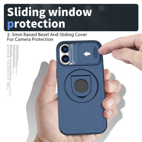Противоударный чехол Camshield MagSafe Ring Holder Armor для iPhone 16 - синий