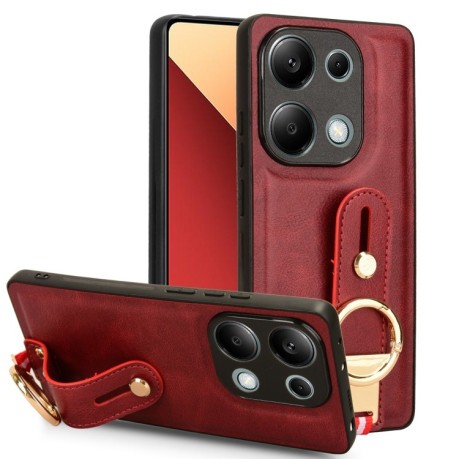 Противоударный чехол Wristband Leather Back для Xiaomi Redmi Note Redmi Note 14S/ 13 Pro 4G / POCO M6 Pro 4G - красный