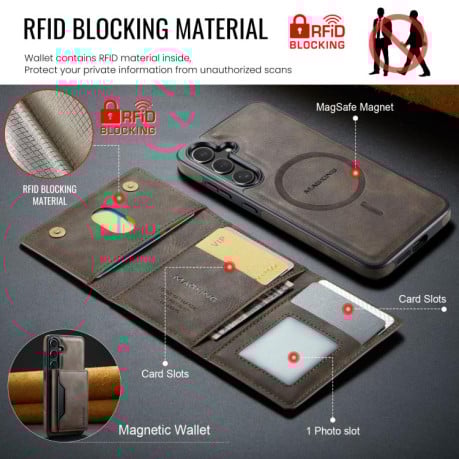 Чохол MAGKING K2 Series з MagSafe RFID+кишенька на карт на Samsung Galaxy S25 FE 5G - кавовий