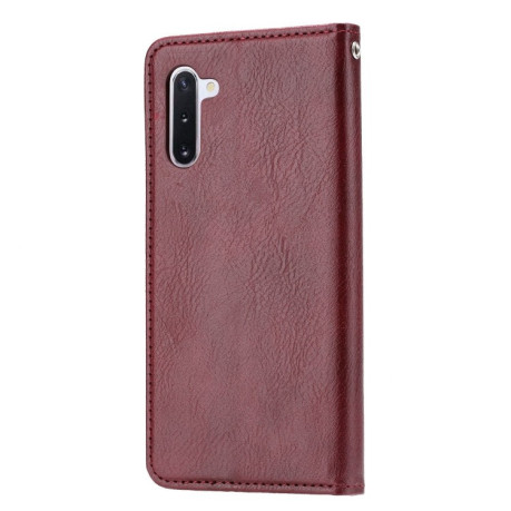 Кожаный чехол-книжка Knead Skin Texture на Samsung Galaxy Note10-винно-красный