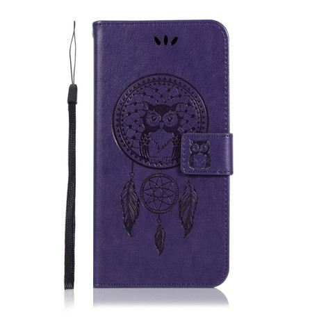 Чехол-книжка Wind Chime Owl Embossing для Realme 9i/OPPO A76/A96 - фиолетовый