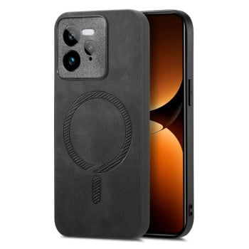 Чехол Retro MagSafe Magnetic PU на Realme GT7 Pro - черный