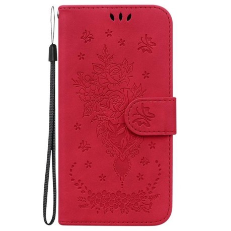 Чохол-книжка Butterfly Rose Embossed для Xiaomi Redmi Note 14 4G 164.48mm - червоний