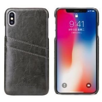 Кожаный чехол Fierre Shann Retro Oil Wax Texture на iPhone XS Max черный