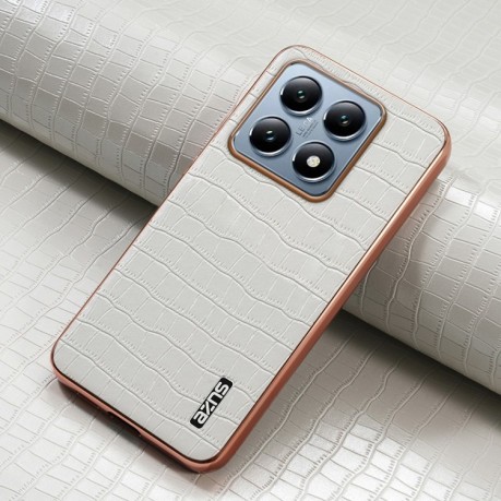 Чехол AZNS Electroplated Frame Crocodile Texture на Xiaomi 14T - белый