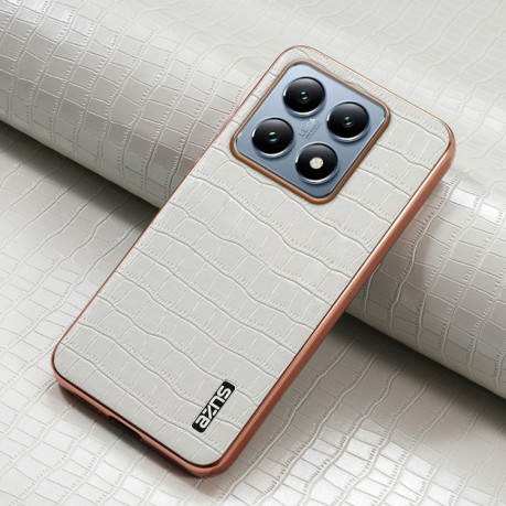 Чохол AZNS Electroplated Frame Crocodile Texture на Xiaomi 14T Pro 5G - білий